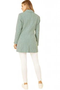 Women Yumi Check Long Line Blazer