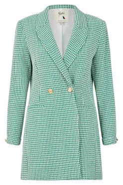 Women Yumi Check Long Line Blazer