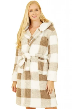 Women Yumi Check Super Soft Dressing Gown