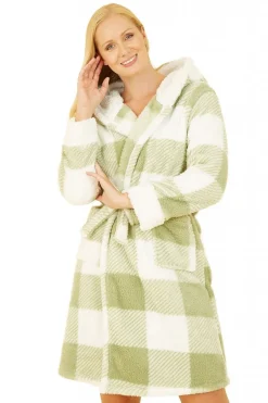Women Yumi Check Super Soft Dressing Gown