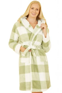 Women Yumi Check Super Soft Dressing Gown