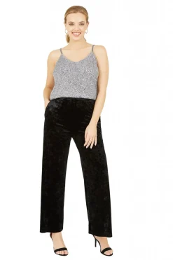 Women Yumi Crinkle Velvet Trousers With Pocket