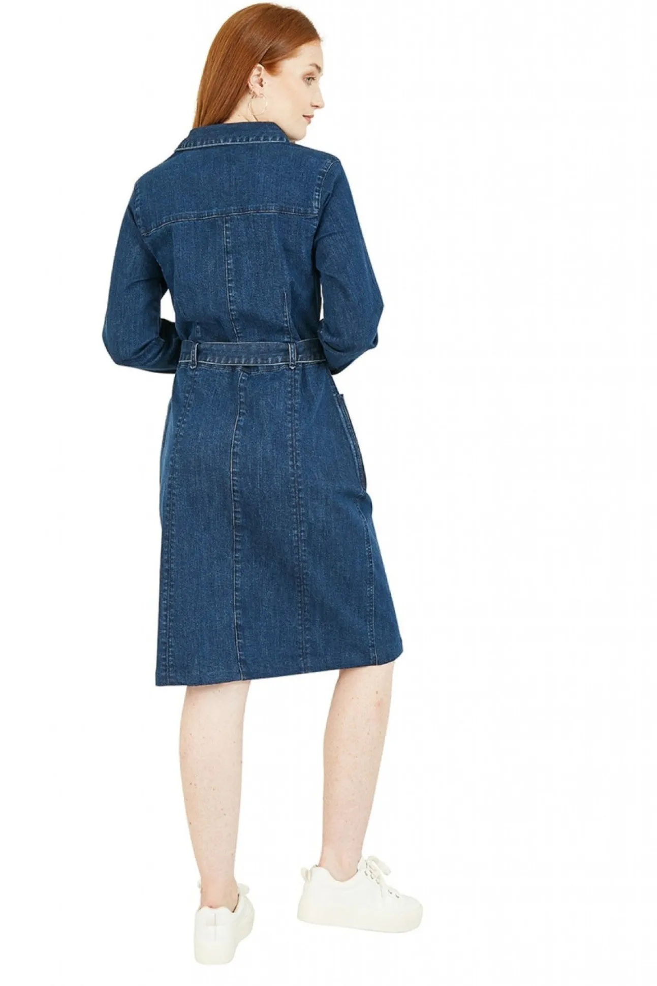 Women Yumi Denim Stretch Fitted Shirt Dress