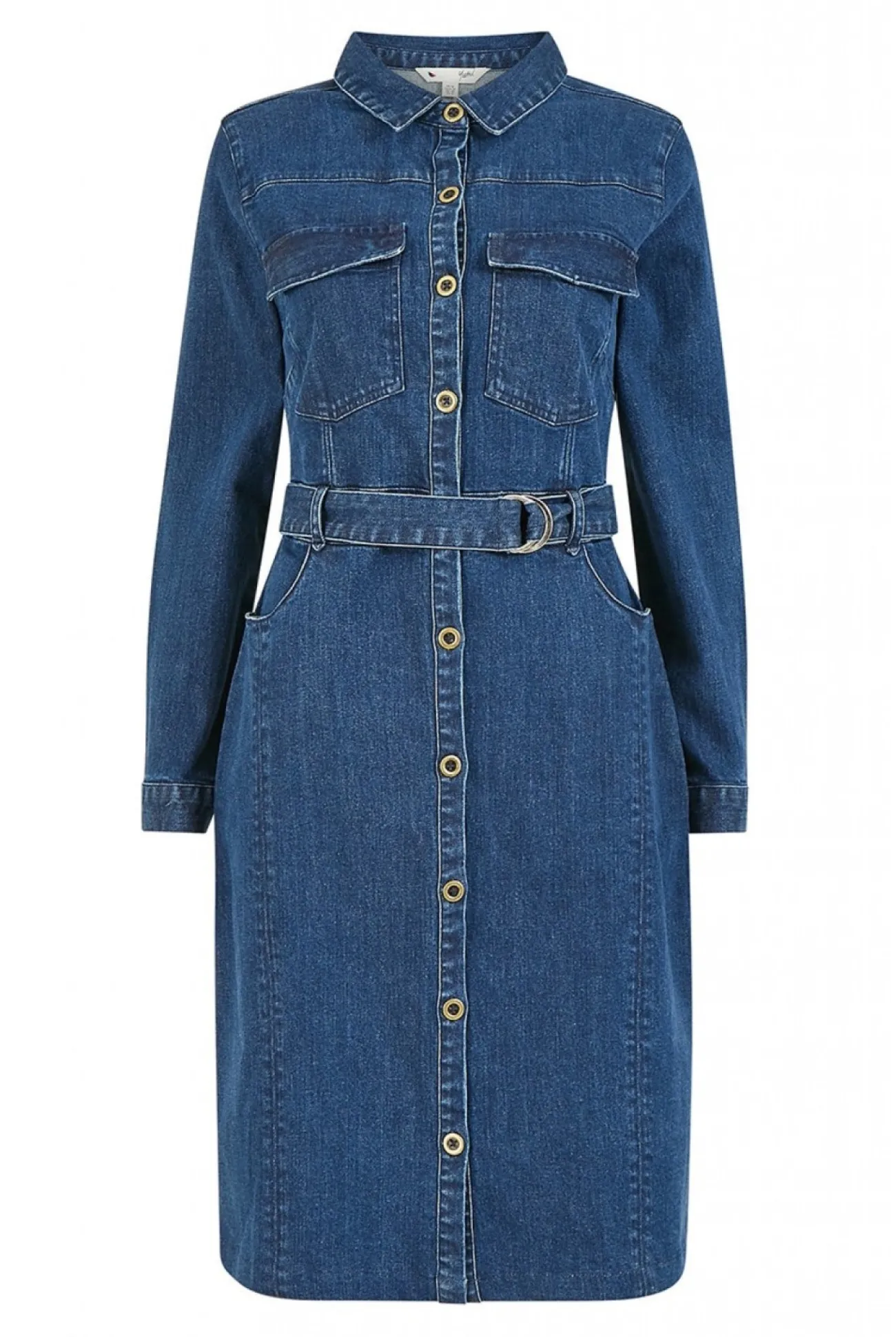 Women Yumi Denim Stretch Fitted Shirt Dress