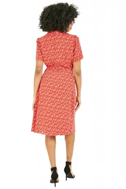 Women Yumi Ditsy Leaf Print Retro Shirt Dress