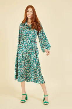 Women Yumi Ditsy Print Long Sleeve Midi Shirt Dress