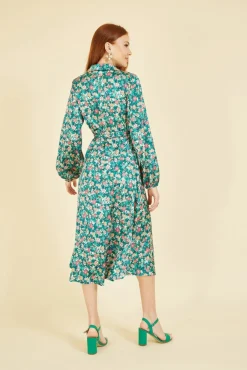 Women Yumi Ditsy Print Long Sleeve Midi Shirt Dress