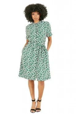 Women Yumi Ditsy Print Shirt Collar Dress