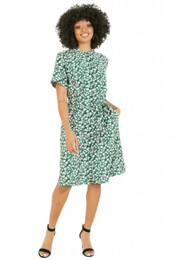 Women Yumi Ditsy Print Shirt Collar Dress