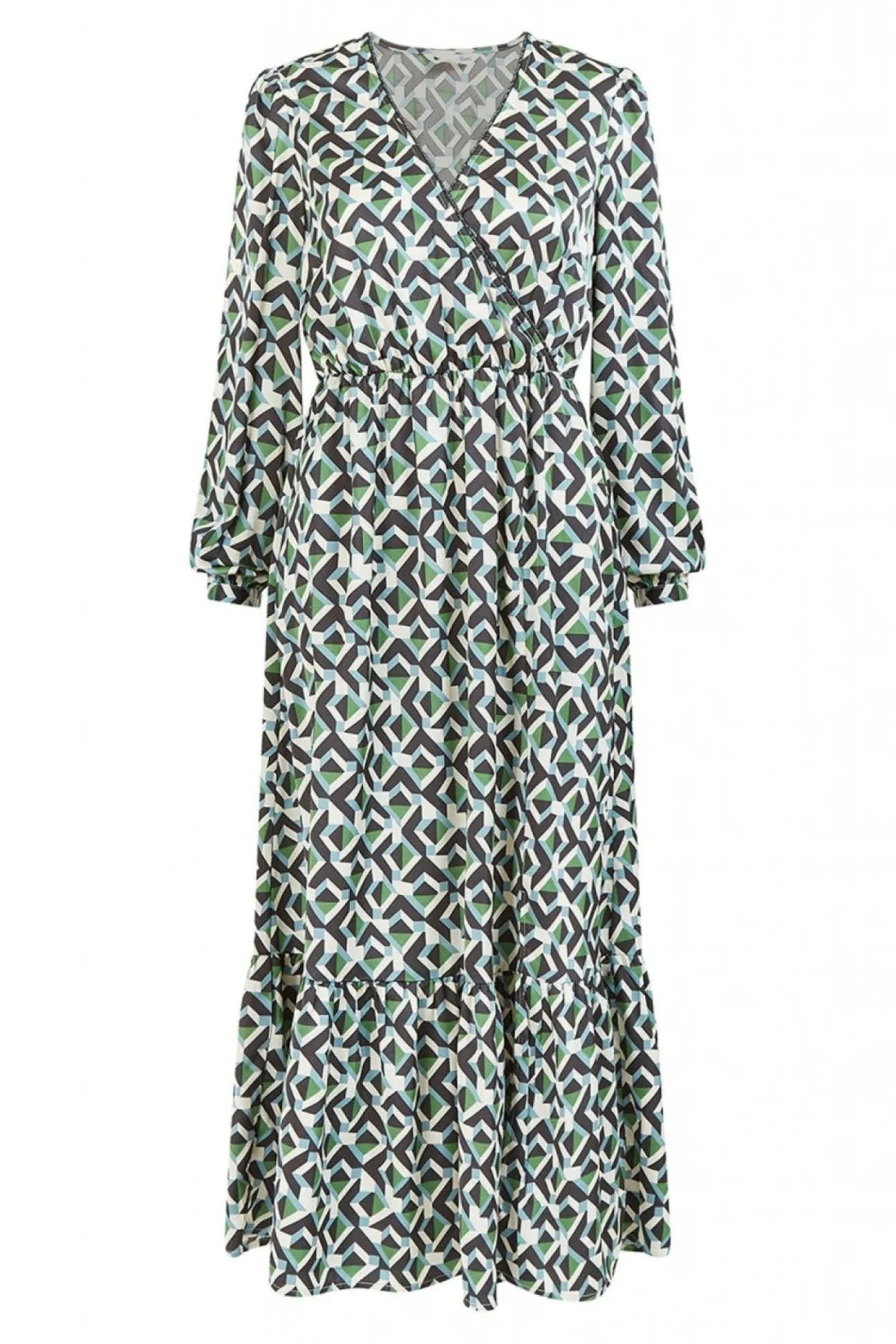 Women Yumi Geo Print Wrap Satin Midi Dress