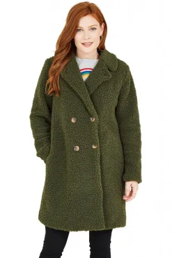 Women Yumi Green Teddy Bear Coat