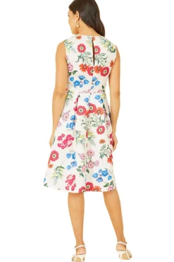 Women Yumi Ivory Botanical Floral Jacquard Skater Dress