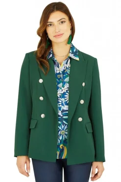 Women Yumi Khaki Blazer With Button Detail
