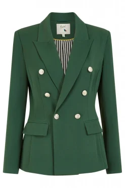 Women Yumi Khaki Blazer With Button Detail