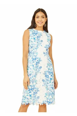 Women Yumi Lace Fitted Dress With Floral Mirror Print
