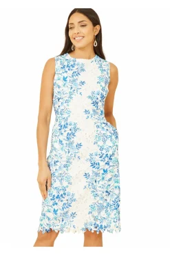 Women Yumi Lace Fitted Dress With Floral Mirror Print