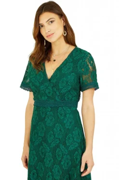 Women Yumi Lace Skater Midi Dress With Ruffle Hem