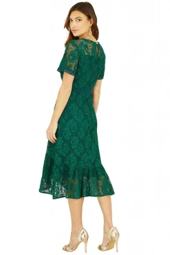 Women Yumi Lace Skater Midi Dress With Ruffle Hem