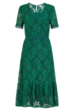 Women Yumi Lace Skater Midi Dress With Ruffle Hem