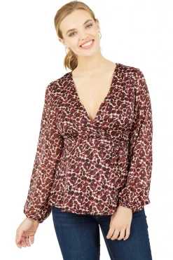 Women Yumi Lurex Leopard Print Wrap Top