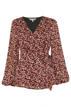 Women Yumi Lurex Leopard Print Wrap Top