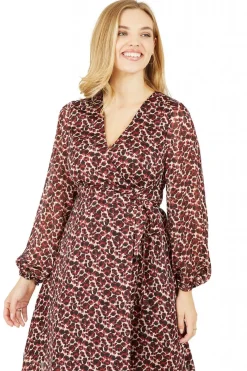 Women Yumi Lurex Leopard Print Wrap Dress
