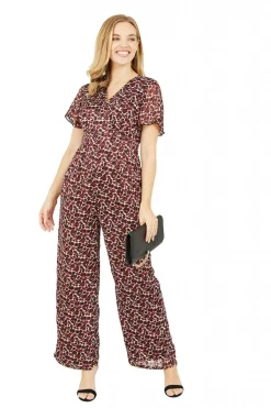 Women Yumi Lurex Leopard Print Wrap Jumpsuit With Pockets