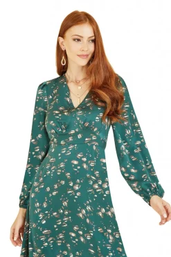 Women Yumi Pebble Print Long Sleeve Midi Dress