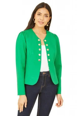Women Yumi Ponte Jacket With Military Buttons