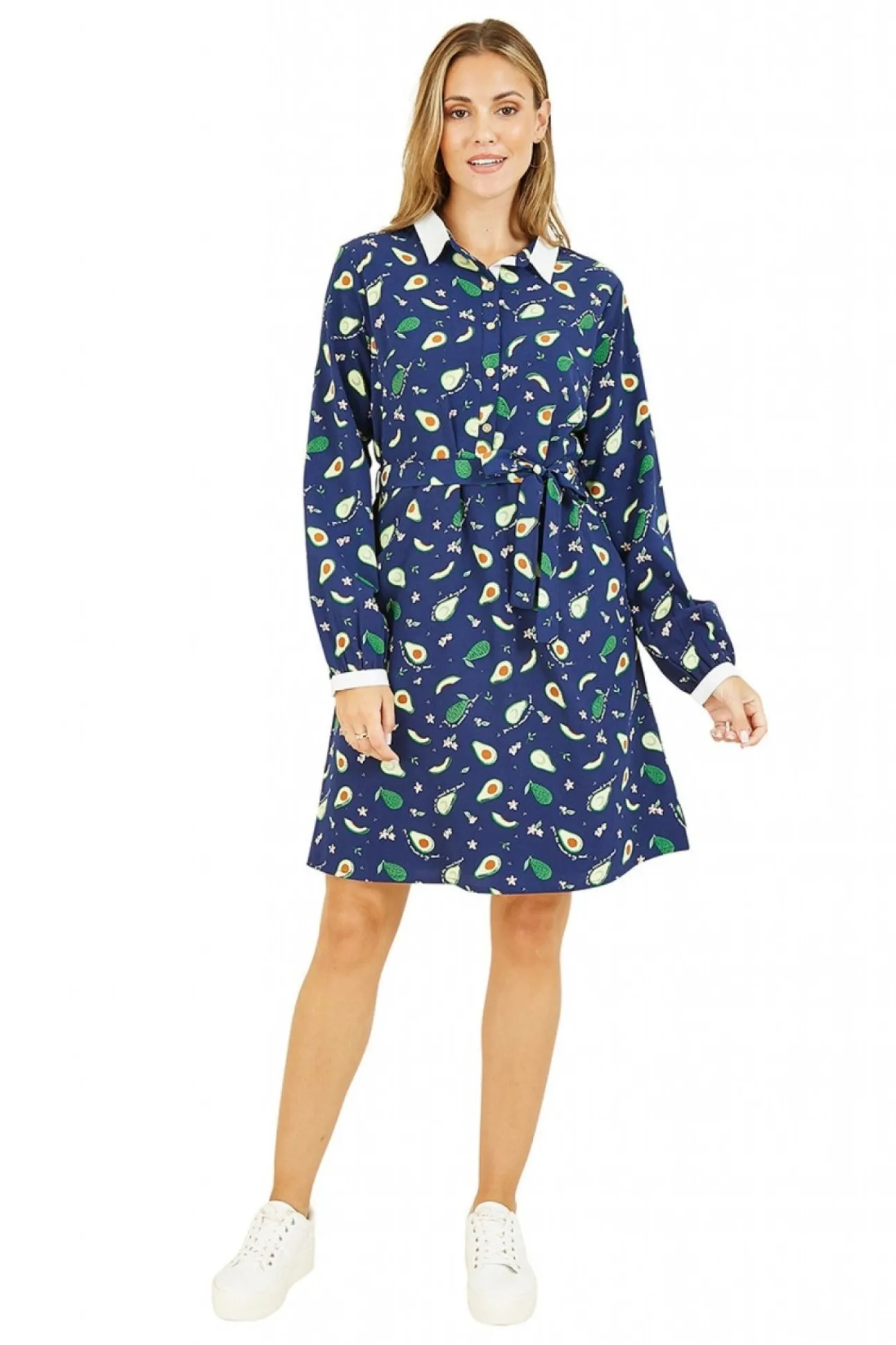 Women Yumi Recycled Avocado Print Shirt Dress