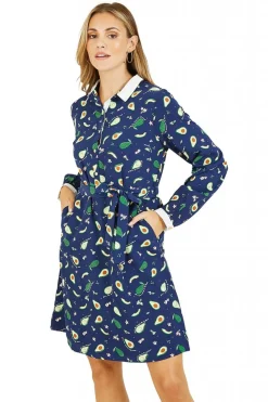 Women Yumi Recycled Avocado Print Shirt Dress