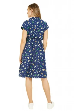Women Yumi Recycled Avocado Print Wrap Over Dress With Pockets