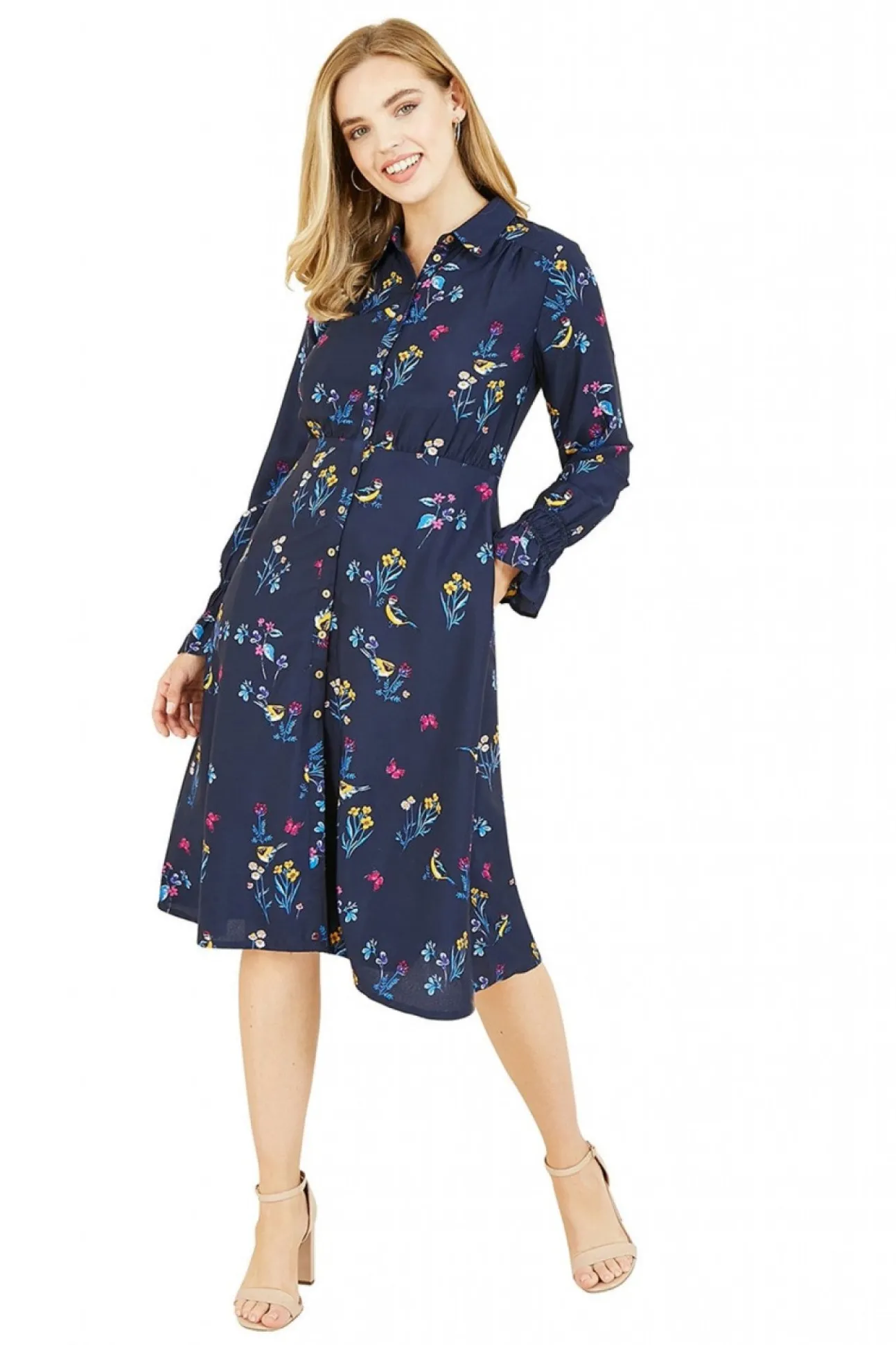 Women Yumi Recycled Bird Print Shirt Dress