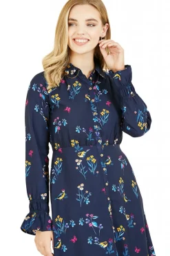 Women Yumi Recycled Bird Print Shirt Dress