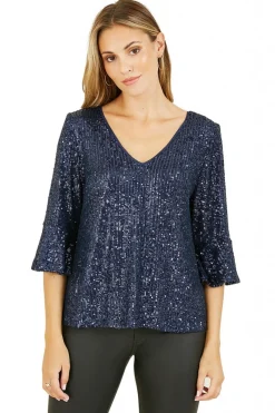 Women Yumi Sequin Relaxed Fit Top
