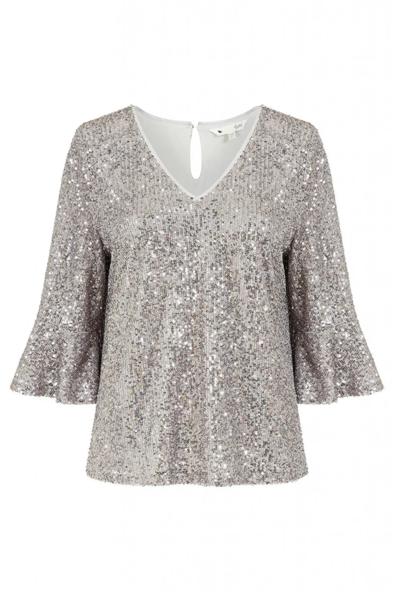 Women Yumi Sequin Top With Fluted Sleeve