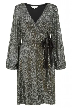 Women Yumi Sequin Wrap Dress With Velvet Tie