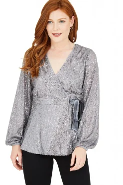 Women Yumi Sequin Wrap Top