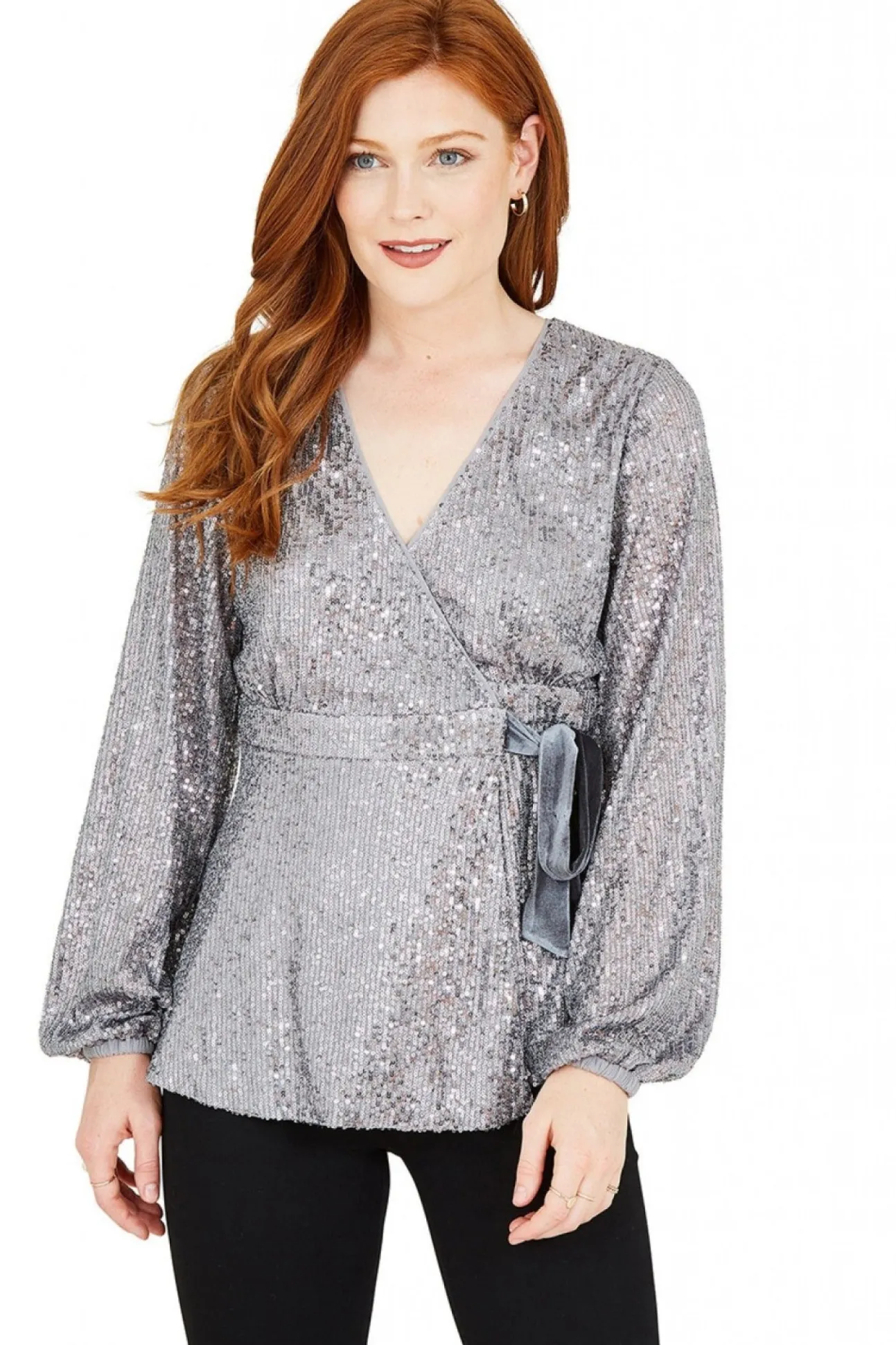 Women Yumi Sequin Wrap Top