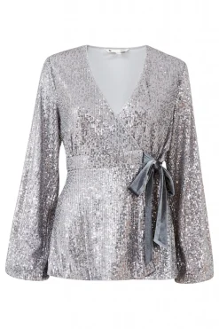 Women Yumi Sequin Wrap Top