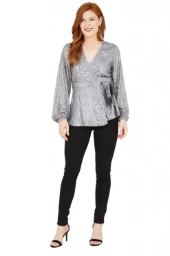 Women Yumi Sequin Wrap Top