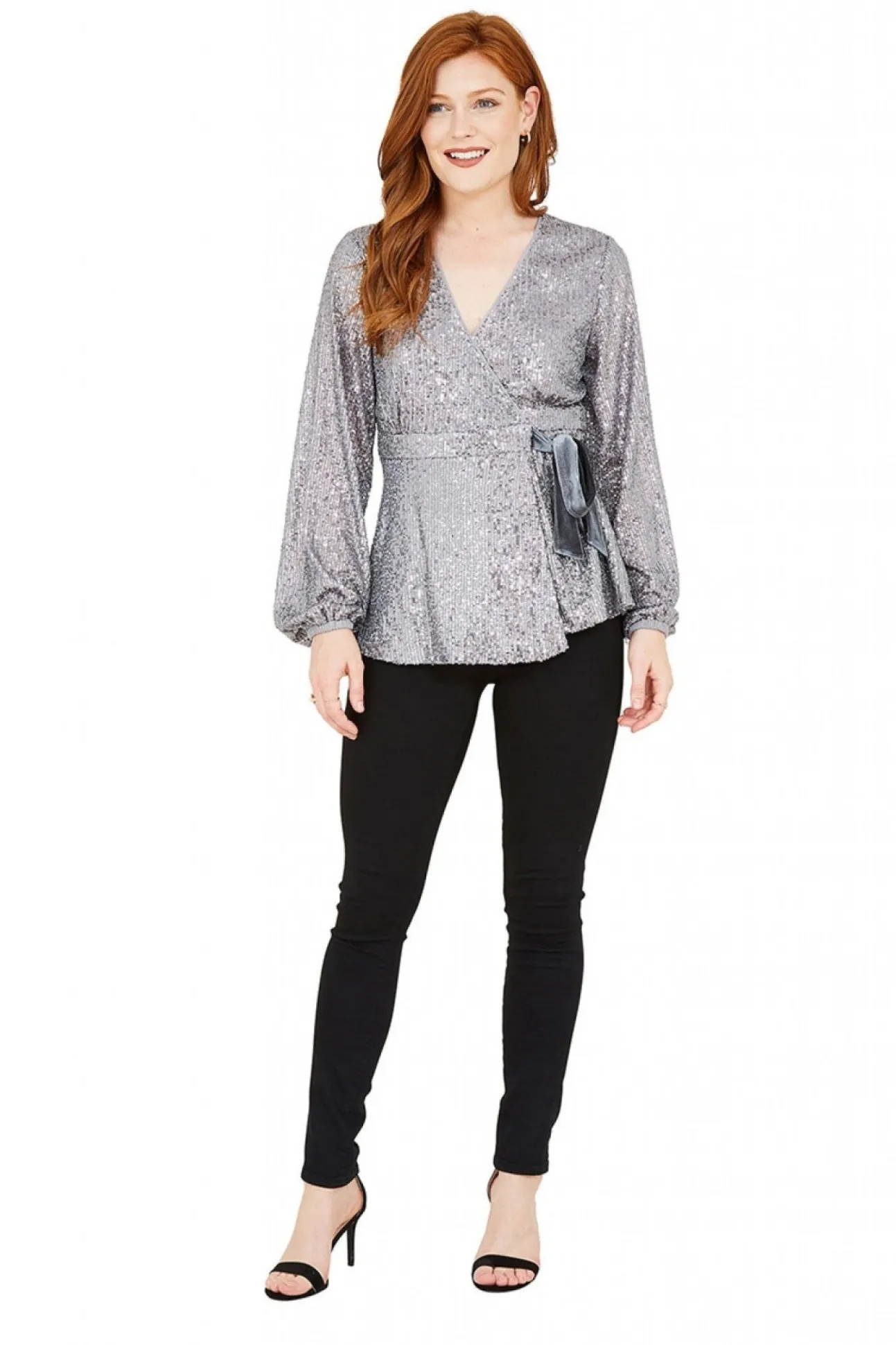 Women Yumi Sequin Wrap Top