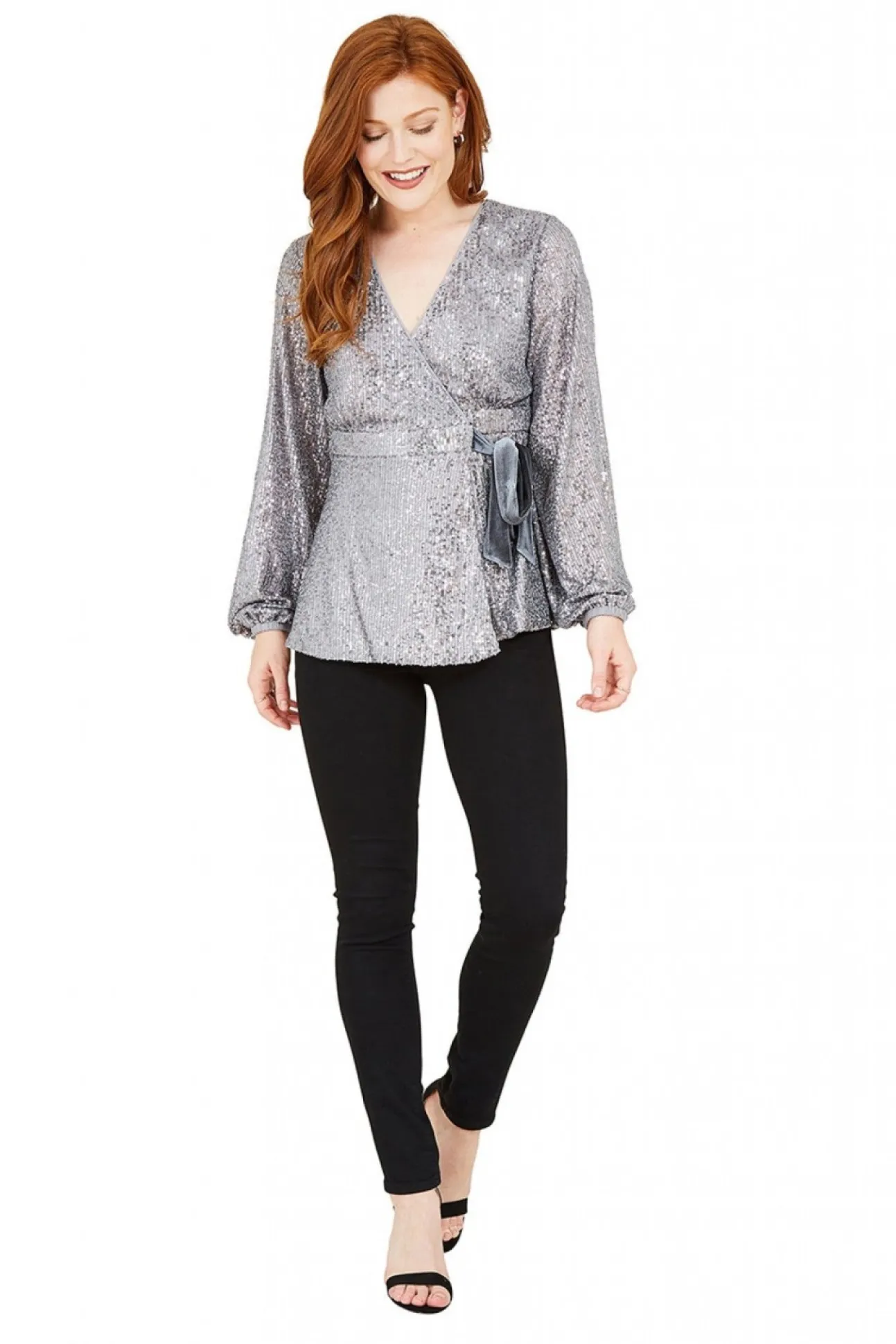 Women Yumi Sequin Wrap Top