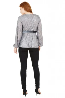 Women Yumi Sequin Wrap Top