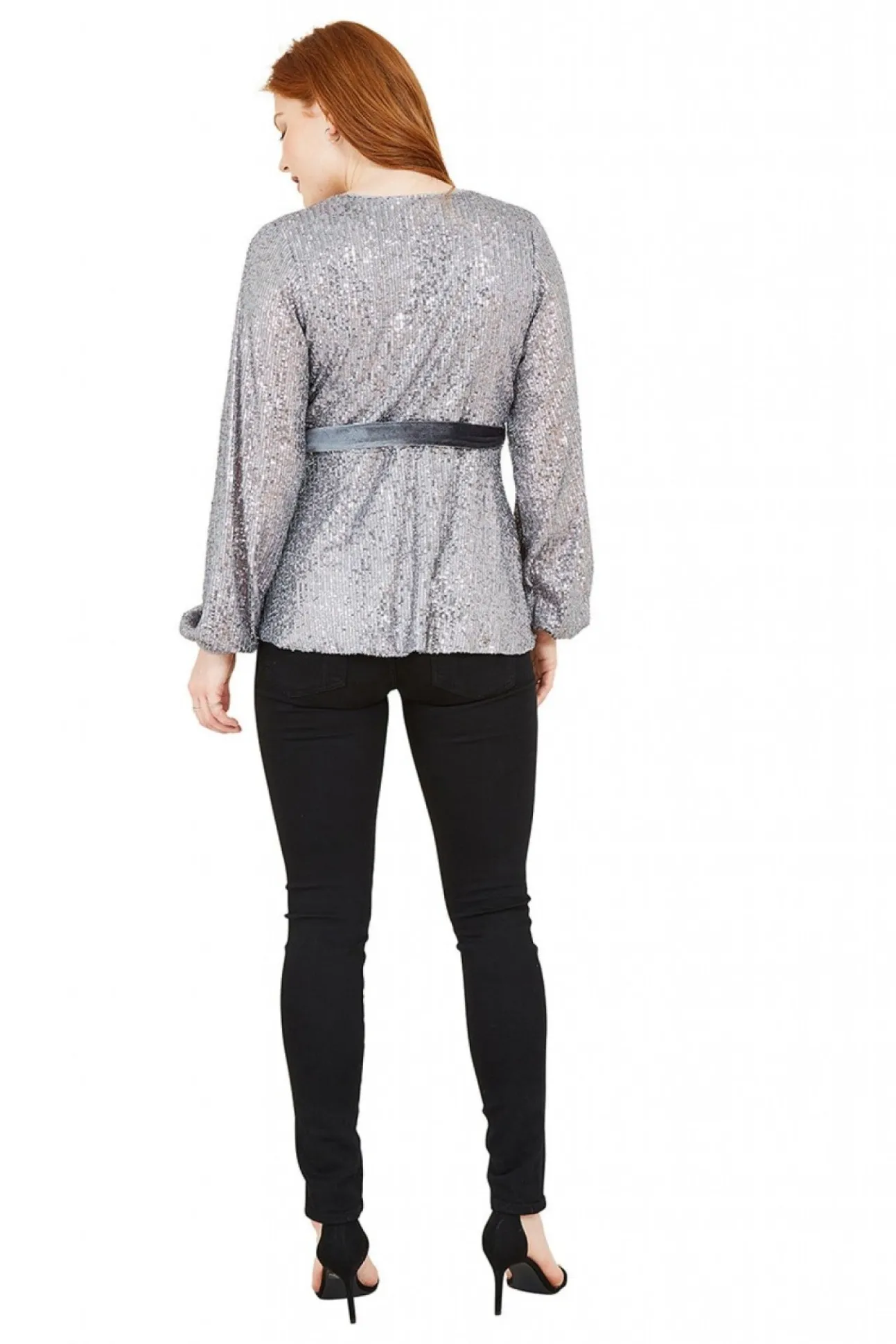 Women Yumi Sequin Wrap Top
