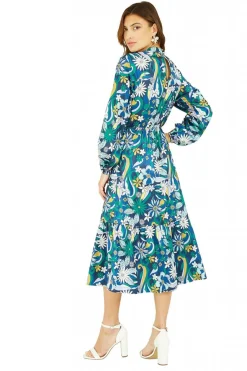Women Yumi Seventies Floral Print High Neck Midi Dress