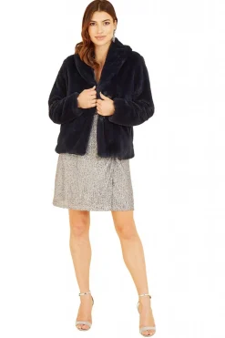 Women Yumi Short Wrap Faux Fur Coat