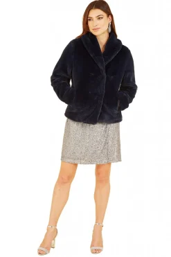 Women Yumi Short Wrap Faux Fur Coat