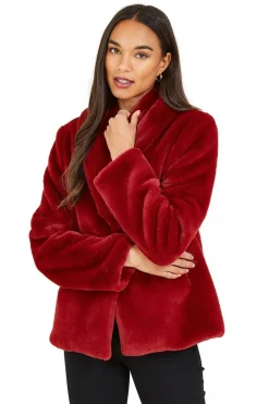 Women Yumi Short Wrap Faux Fur Coat