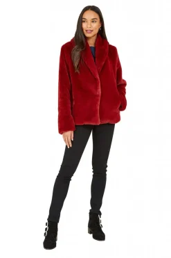 Women Yumi Short Wrap Faux Fur Coat